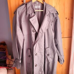 Vintage Yves Saint Laurent Men's Grey Trench Coat Size 40